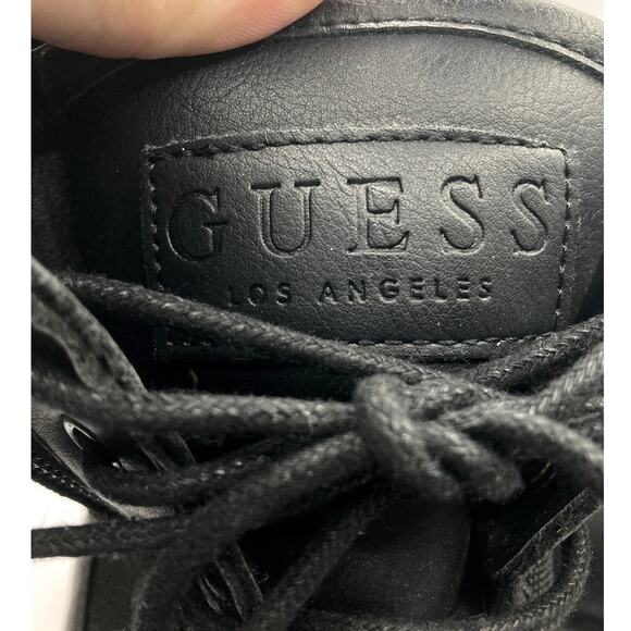 Guess Los Angeles Radford Combat Boots 9.5 M Black Combat Leather Mesh 8" Rise - Picture 2 of 9